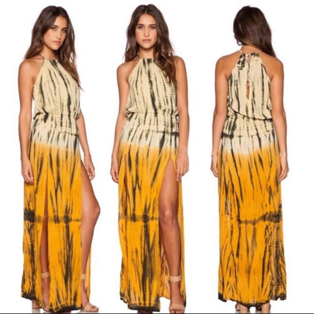 BLUE LIFE Tie Dye Halter Maxi Dress with Double Slit